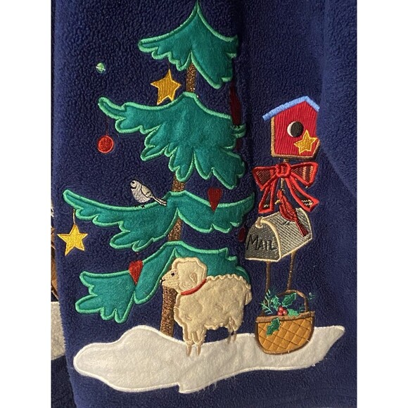 Quacker factory Blue Fleece Christmas Button up Jacket size 3X embroidered,beads - Picture 6 of 13